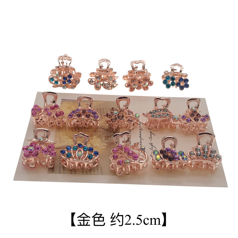 Silver-plated gold diamond four small top clip hairpin clip two yuan shop hair accessories head accessories boutique supply