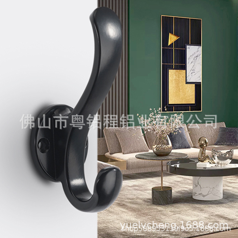 现代简约挂衣钩打孔固定卧室浴室鞋柜进门玄关橱柜黑色衣帽钩|undefined