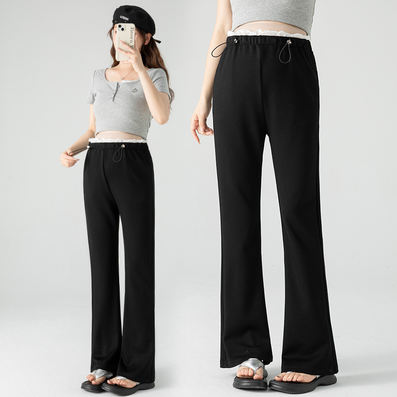 Pregnant women air layer micro flared pants 2025 new summer thin no belly pants small casual pants
