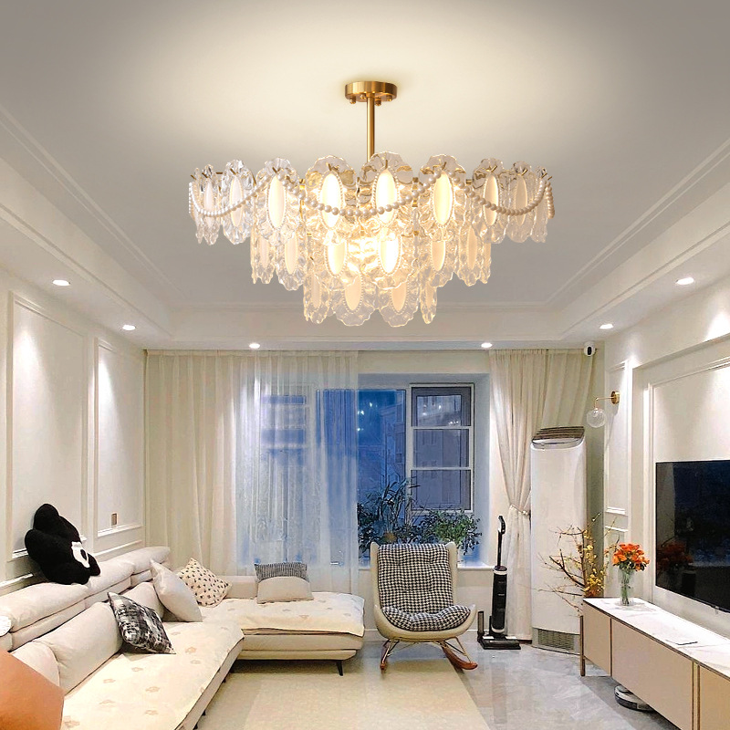 Lámpara de araña de la sala de estar Luz francesa lámpara principal de lujo moderno minimalista Red Cristal rojo creativo cálido romántico dormitorio lámparas