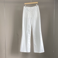南油竿品25春夏新作LPダブルポケットクラシック薄いタイプの白いストレートカジュアルズボンの女性