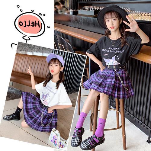 Girls suit summer dress  new style summer college style jk uniform skirt children's Internet celebrity big children two-piece set