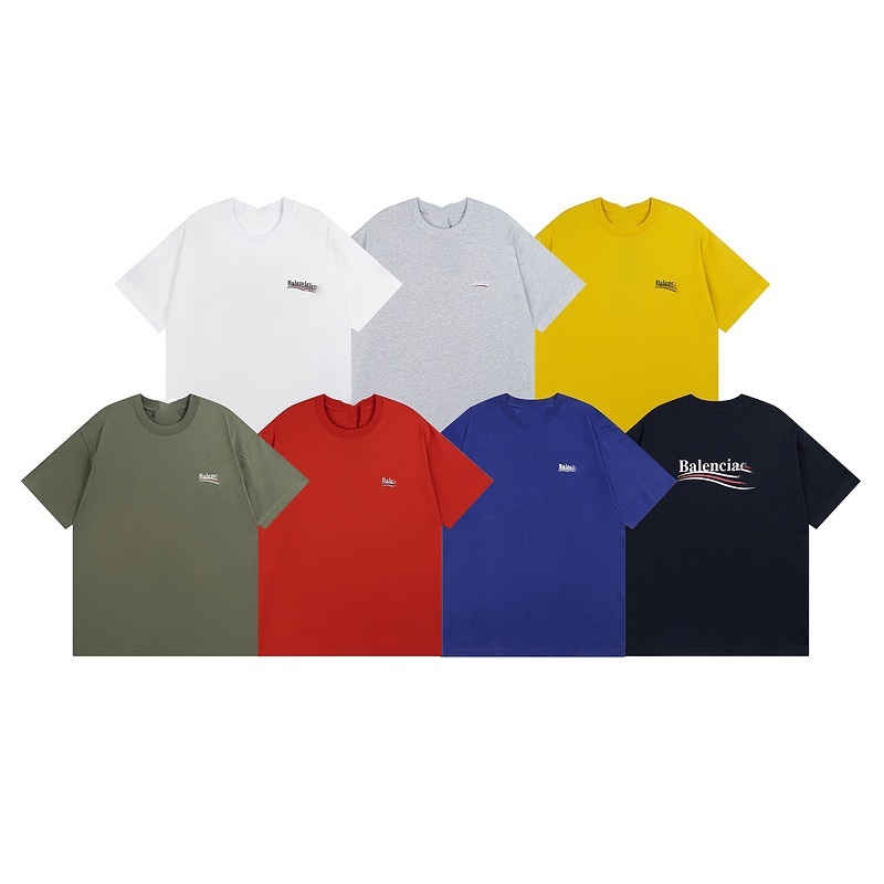 パリb家高バージョン2024クラシックコーラプリント半袖カジュアルゆるい夏のビッグサイズtシャツ代発|undefined