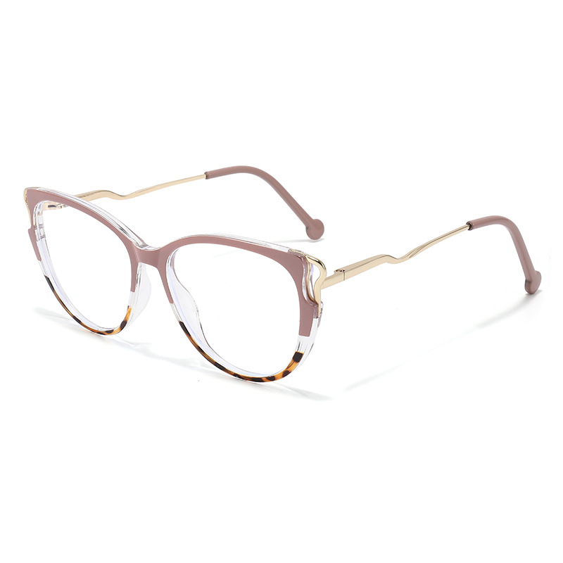 Retro Cat Eye Blue Light Blocking Glasses Frame High End Plain Unisex Full Rim Metal Glasses For Men And Women_voghion.com