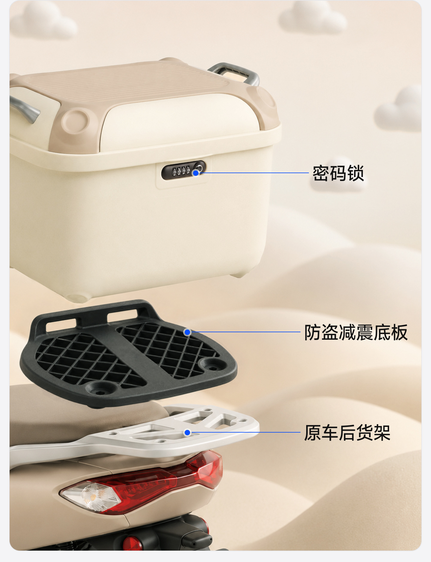 Tail Box for Electric Scooters: Yadea, Aima, and Tailg Universal Electric Scooter Trunk with Large Capacity and Backrest Storage Box