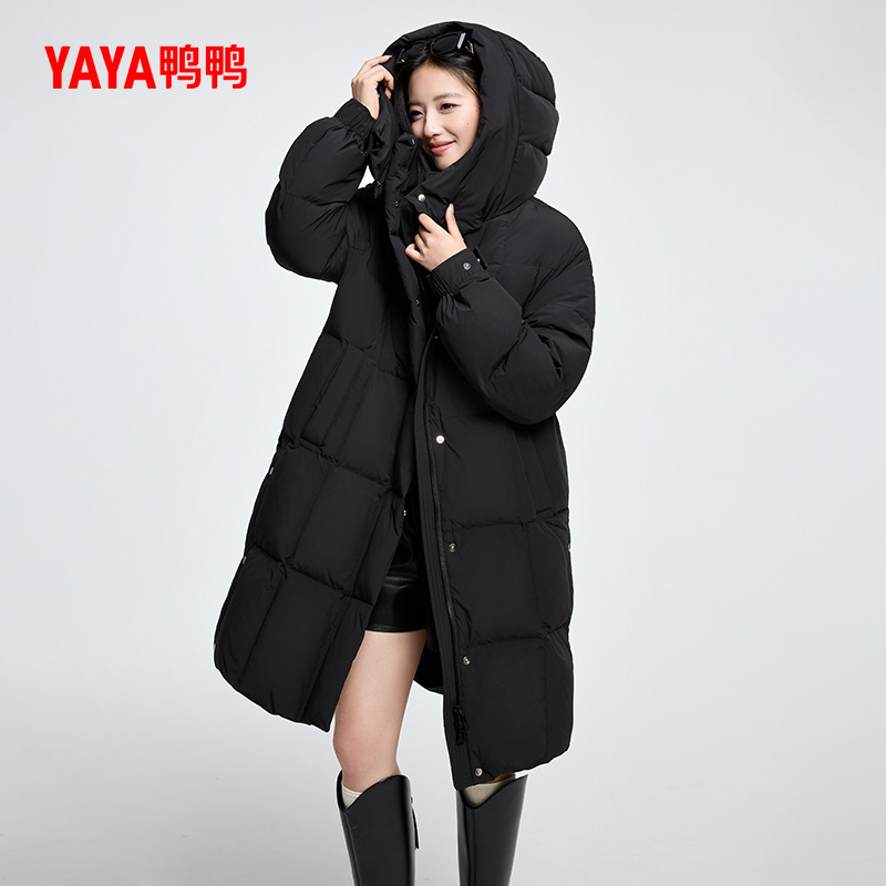 鸭鸭羽绒服女士2025秋冬季新品韩版潮流小个子长款90绒外套J|undefined