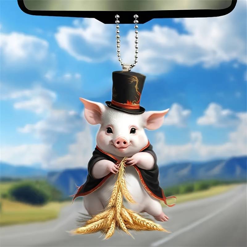 Cute cerdo decoración transfronteriza nuevo acrílico plano coche retrovisor interior colgante colgante de dormitorio