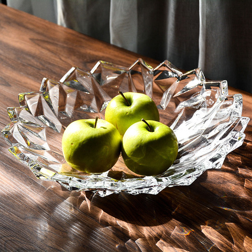 Creative modern Nordic large crystal glass fruit plate home living room coffee table fruit plate snack candy plate fruit bowl