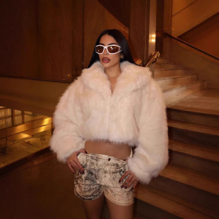Amazon Cross-Border European and American New Loose Lapel Fur Large Size Women's Imitation Fox Fur Jacket Top X0023