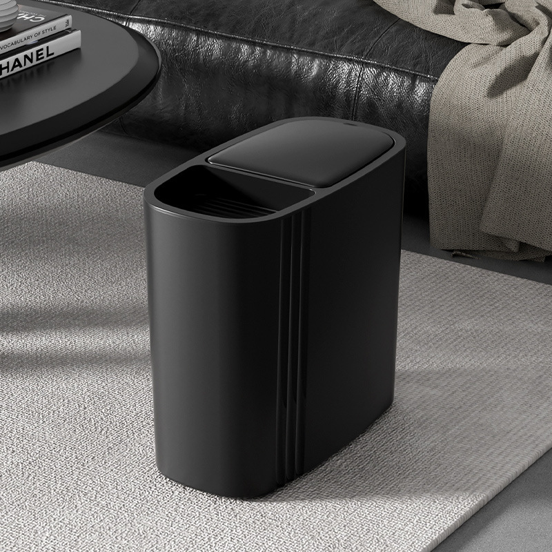 Bathroom Trash Can for Home Use, New Model with Lid, Light Luxury Gap Trash Bin, Toilet Paper Holder