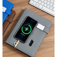 无线充电笔记本带U盘多功能移动电源商务办公活页笔记本可印LOGO