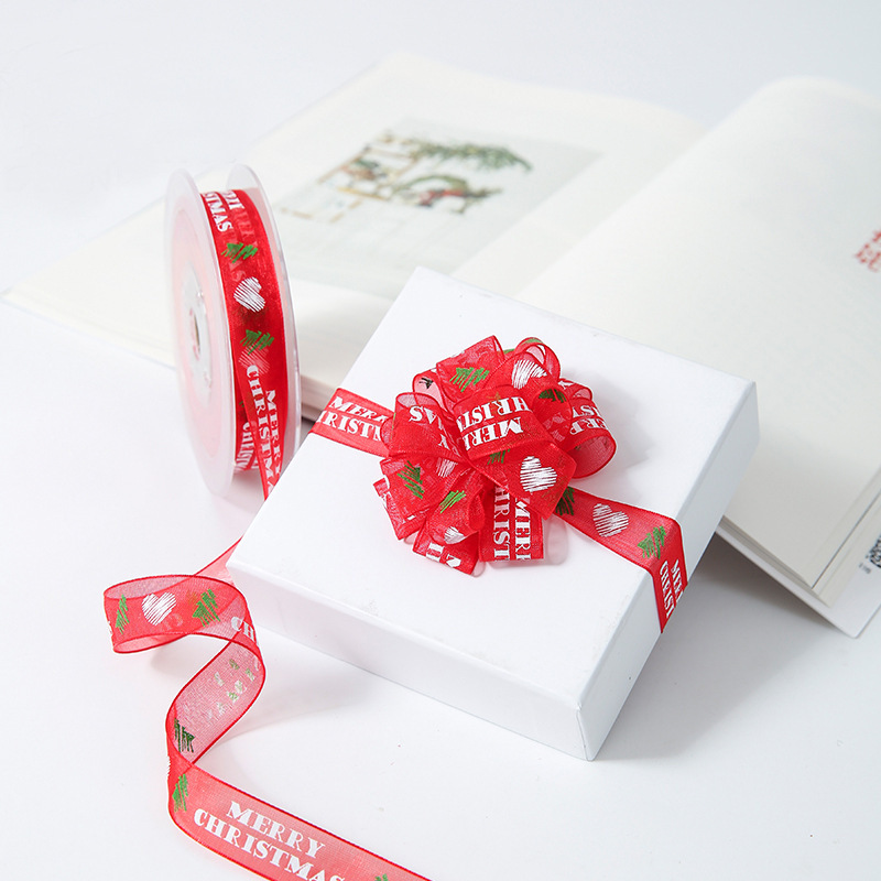 Nuevo 1.5cm impresión Inglés Hijo y Madre cinta de hilo artesanía embalaje de regalo cinta de hilo de color cinta de decoración de Navidad en stock