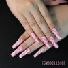 Glue, long square nail stickers, fake nails for manicure, gradient, European style, ready-made product