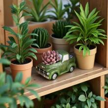 美式复古汽车树脂摆件创意绿卡车多肉花盆居家桌面摆设装饰
