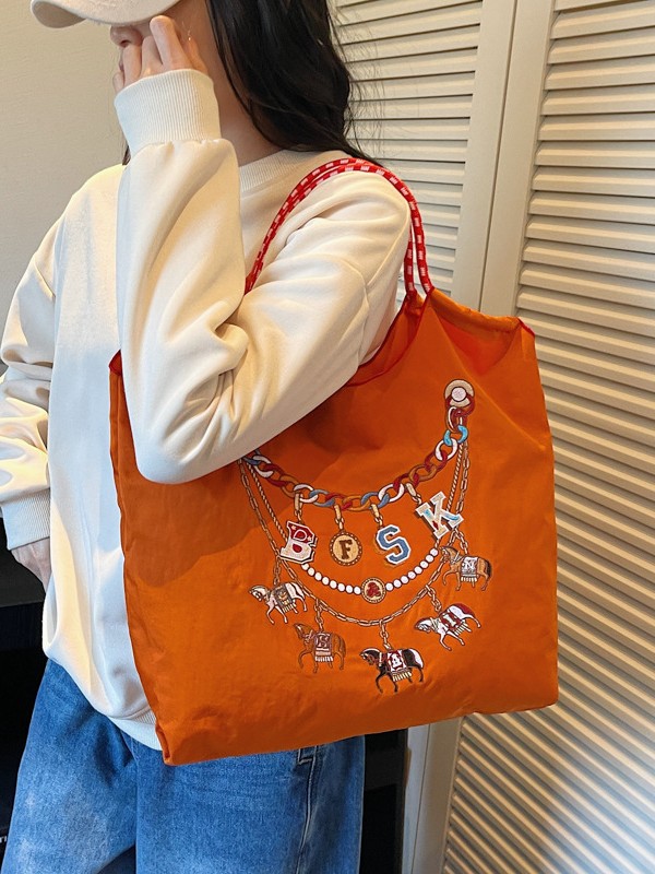 Nueva bolsa de lona bordada japonesa nicho bordado bolsas ecológicas de compras mochilas de nylon bolsas de hombro