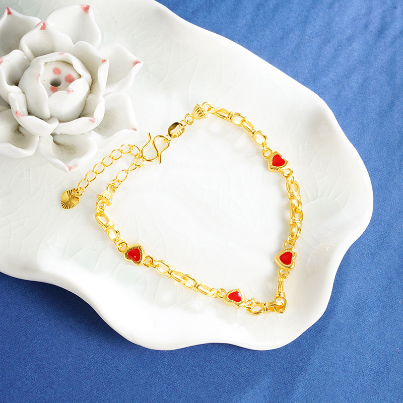 Vietnam Sha Jin lujo ligero goteo de aceite amor pulsera de alta calidad nicho femenino no se desvanece joyería suministro transfronterizo