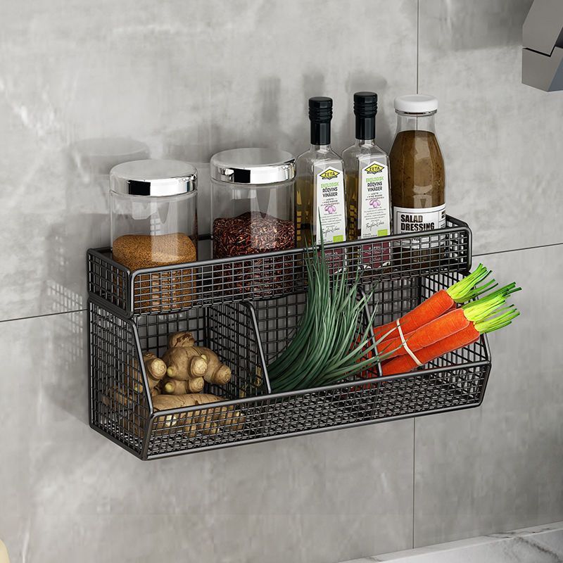 Estantes de cocina sin agujeros colgados en la pared, cestas colgadas en la pared, cestas de verduras colgadas en la pared, condimentos, botellas de condimentos, caja de almacenamiento