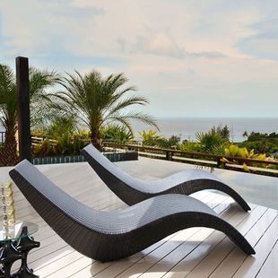 Outdoor Balcony Courtyard Rattan Chair Swimming Pool Garden Lounge Chair Beach Waterproof Sun Protection Open-Air Outdoor Rattan