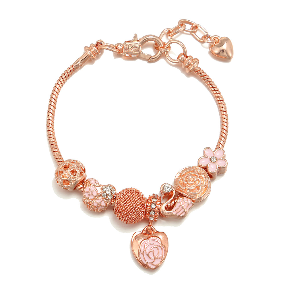Lady Heart Shape Copper Heart Zircon Bracelets 1 Piece