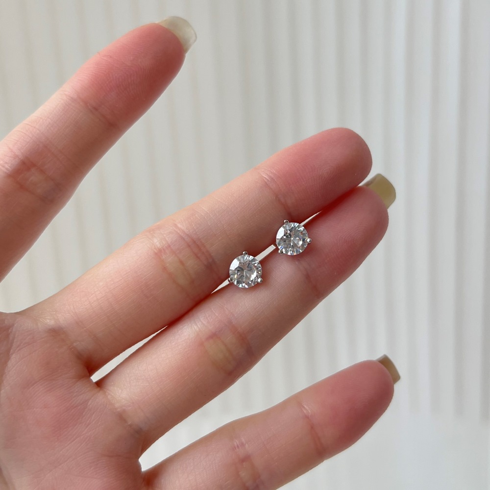 Fashion Geometric Sterling Silver Inlaid Zircon Ear Studs 1 Pair