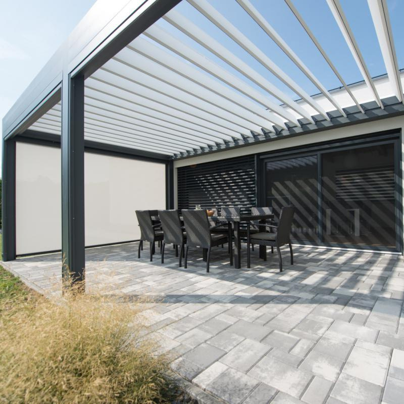 Impermeable lumbrera habitación ecológica al aire libre inteligente control remoto retráctil pabellón aleación de aluminio pabellón patio sombrilla pabellón eléctrico