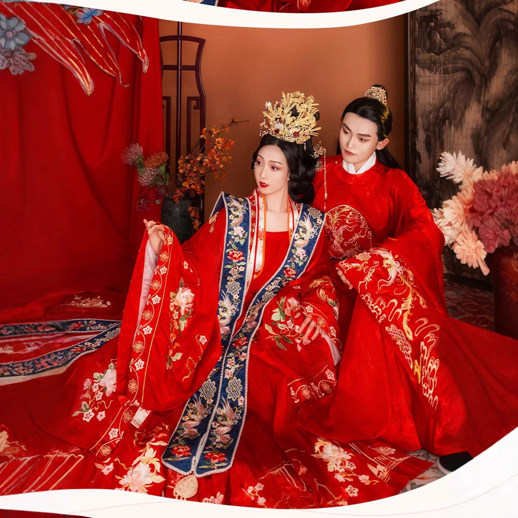 Свадебная одежда Ming Hanfu тяжелая вышивка для мужчин и женщин