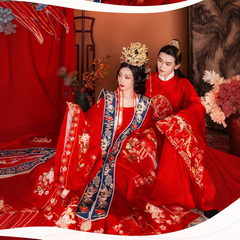 Ming-made Hanfu Wedding Dress Heavy Industry Embroidery Men's and Women's Couple's suit Flower Wedding Chinese Ancient Costume Rank Horse-faced Skirt Wedding Dress Ming-made Hanfu Wedding Dress Heavy Industry Embroidery Men's and Women's Couple's suit Flower Wedding Chinese Ancient Costume Rank Horse-faced Skirt Wedding Dress