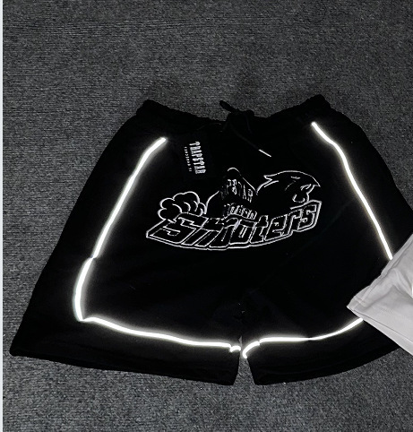 Marca de moda Alcatraz tira reflectante letra impresa camiseta de mangas cortas para hombres y mujeres callejera pantalones cortos casuales set Old Money Style