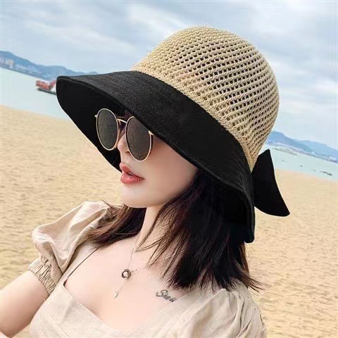 Spring and summer hats for women, new fashion sun hats with bows, sun protection hats, Korean version UV fisherman hats wholesale