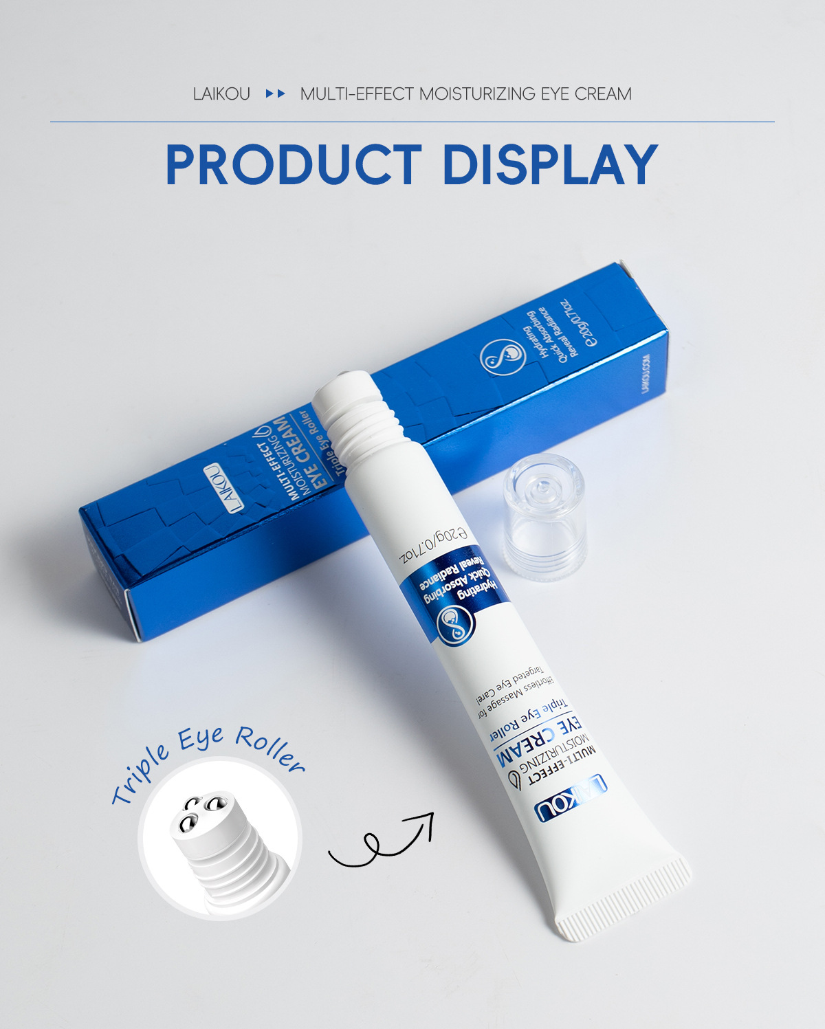 Cross-border LAIKOU Hydrating Roll-on Eye Cream 20g, eye moisturizing and eye care skin care product manufacturer supply undefined