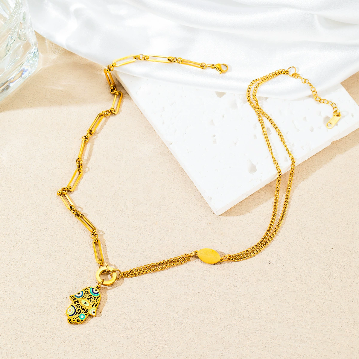 Трансграничная горячая продажа титановая сталь ожерелье женский капает масло бергамота украшение шерстяная цепь мода легкая роскошная нержавеющая сталь ожерелье оптом