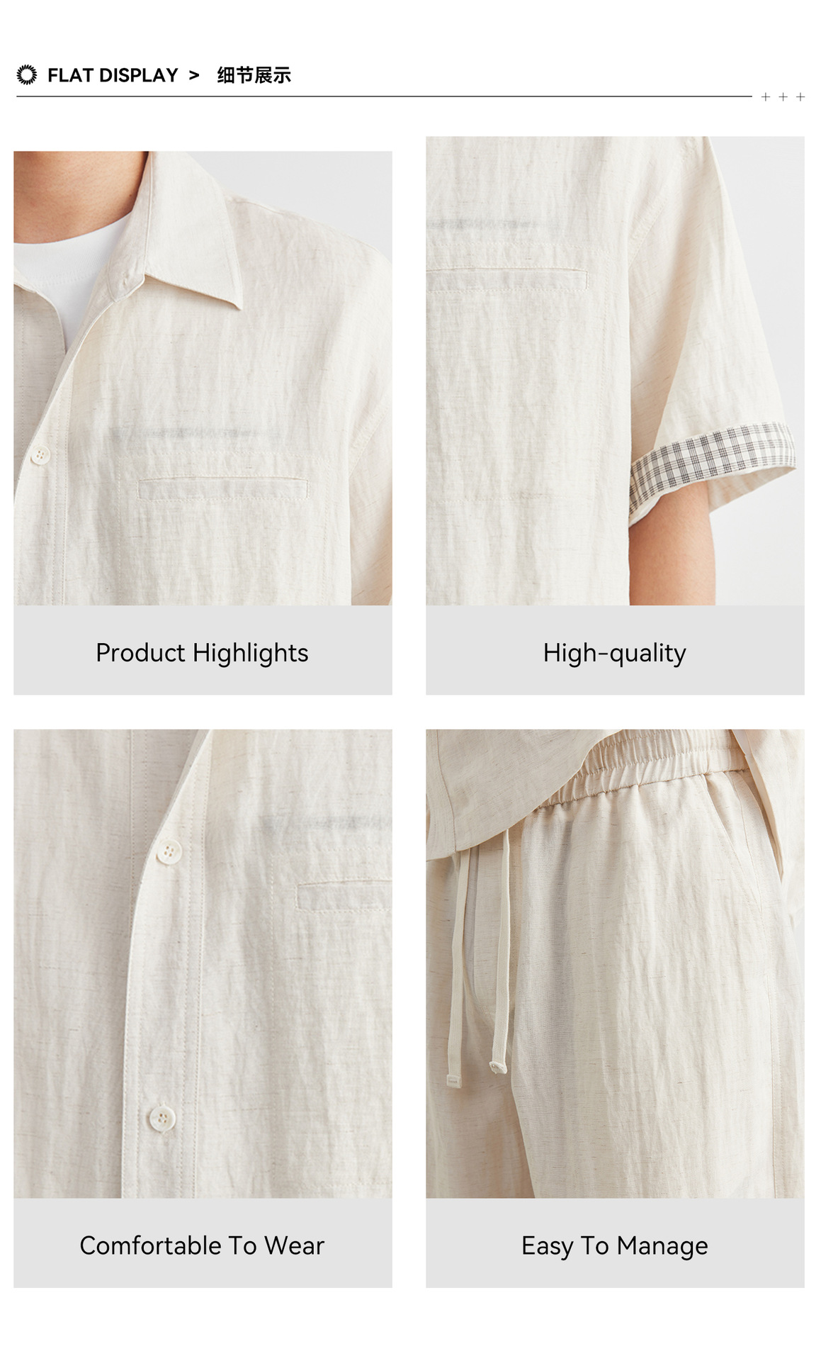 Bộ đồ thể thao nam áo sơ mi ngắn tay kèm quần short chất liệu Tencel mát lạnh — đen chi tiết 6