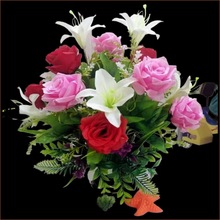 花百合花玫瑰花组合花假花绢花家居客厅餐桌卧室装饰花摆设花