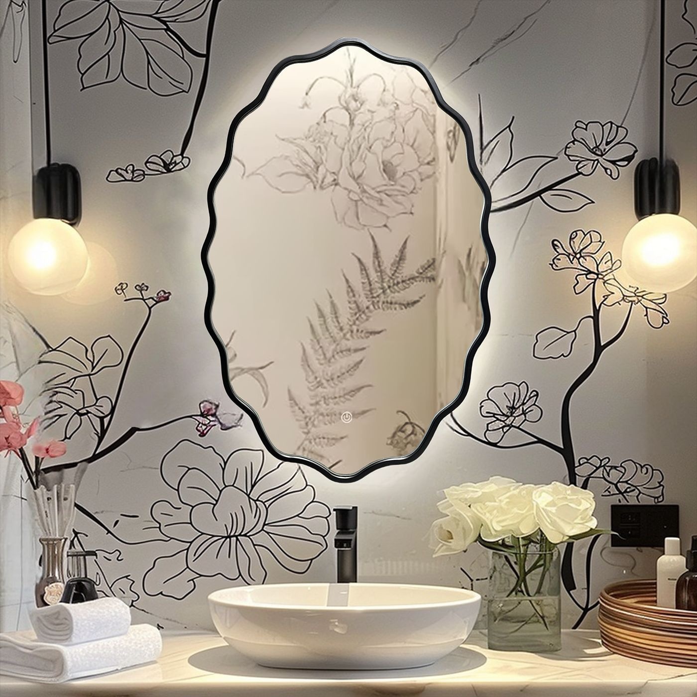 Espejo Decorativo de Pared de Madera Colgante para Baño y Sala de Estar image 1
