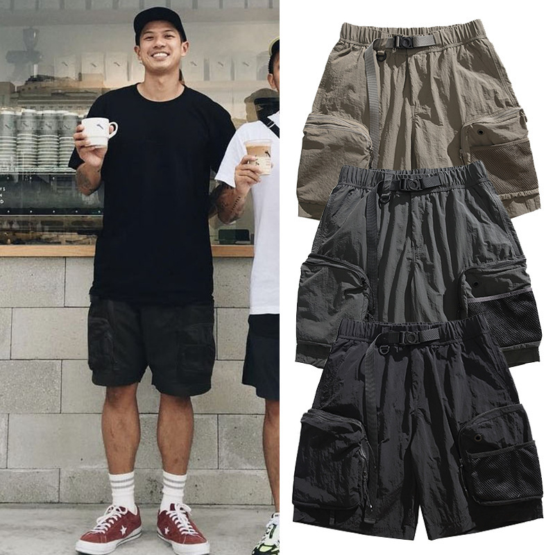 Mountain Style Outdoor Quick-Drying Workwear Tactical Multi-Pocket Workwear Shorts Men's Loose Trendy Brand Retro Casual Five-Point Pants