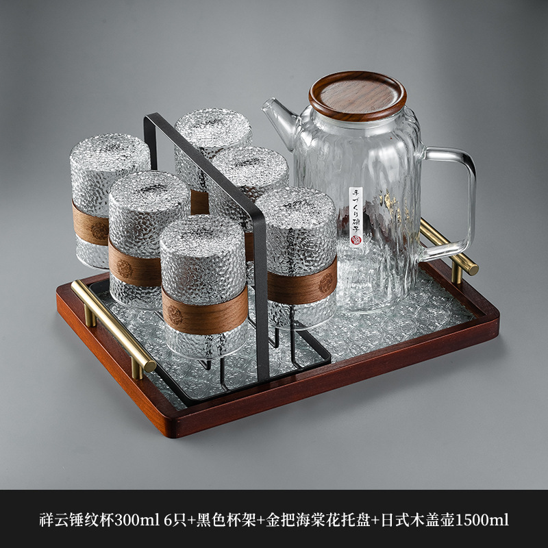 Nuevo chino patrón vertical taza de vidrio hogar de alta temperatura resistente taza de té hervidor de agua traje taza de beber anti-escaldado sala de estar hospitalidad