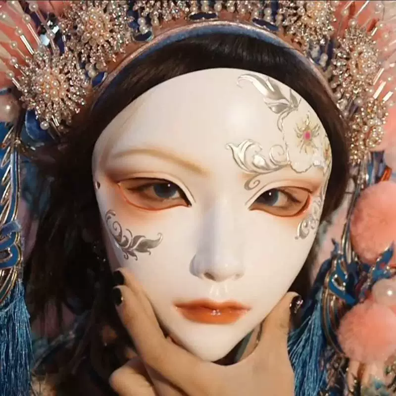 Макияж лица в китайском стиле, драма, национальное сокровище, переодевание, белая маска, мак, Пекинская опера, Сычуаньская опера, макияж лица, древний стиль