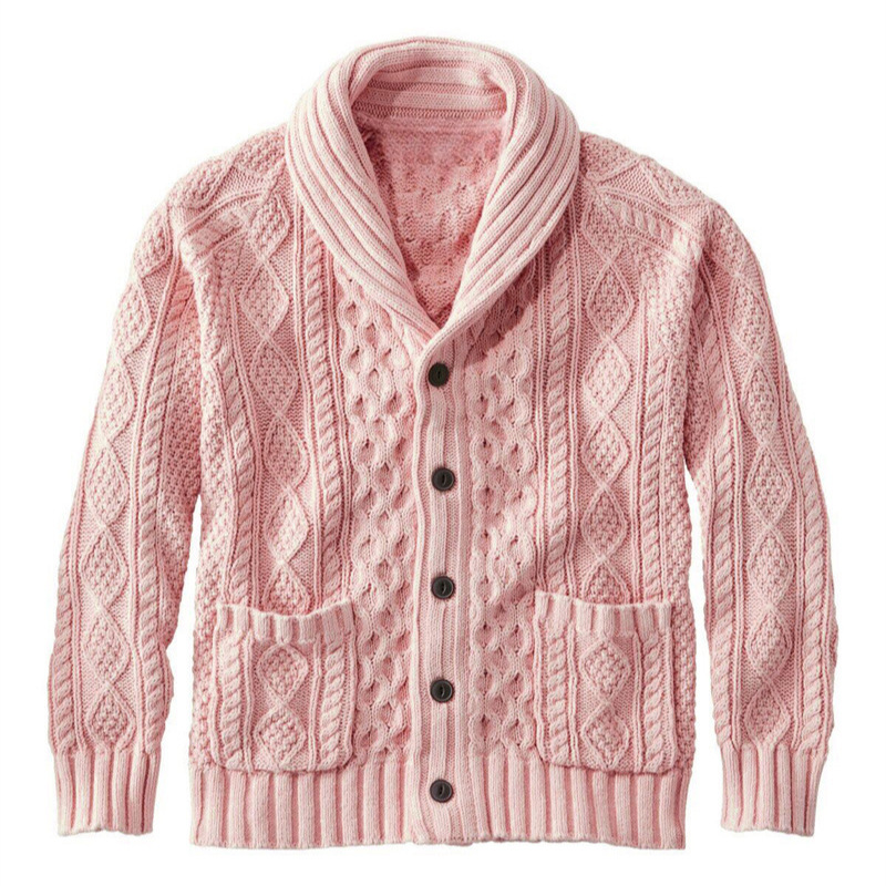 New minimalist fashionable knitted turtleneck cardigan, spring and autumn casual sweater, men's shirt, solid color, long_voghion.com