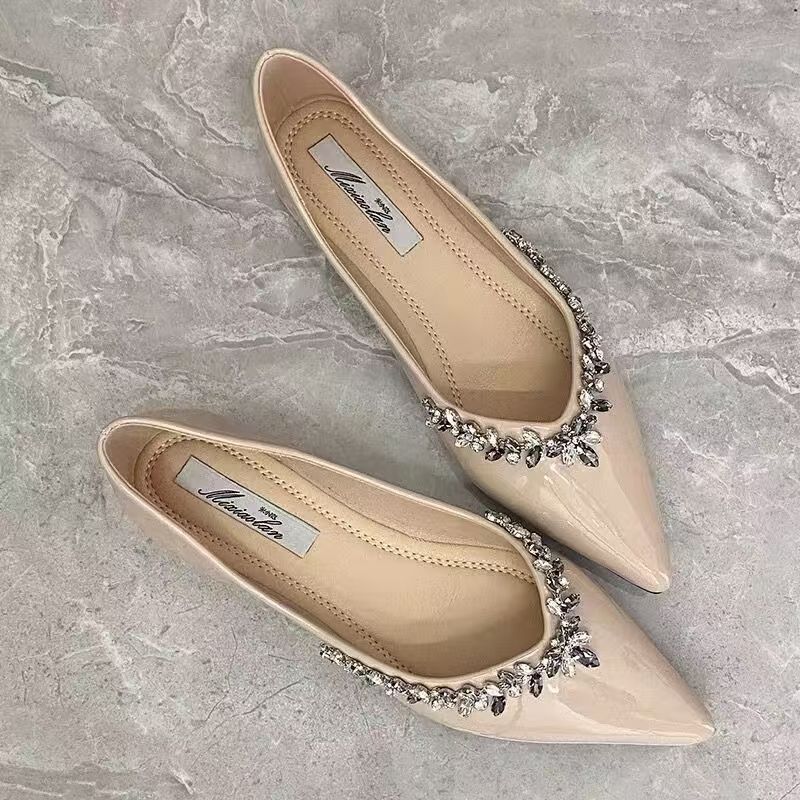 复古设计感百搭显瘦豆豆鞋春夏新款法式晚晚温柔优雅尖头平底单鞋