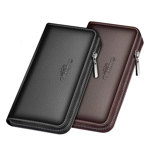 Fashion Long Men's Wallet Clamp Bag Business Multi-Card Slot Large Capacity Single Zipper Long Bag Men's Change Mobile Phone Bag