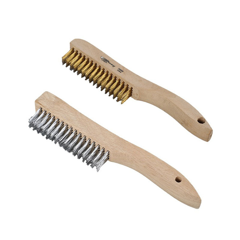 Mini cepillo de alambre multifuncional cepillo de cuchillo de acero inoxidable limpio desincrustante desoxidante pulido cepillo de mango de madera personalizado