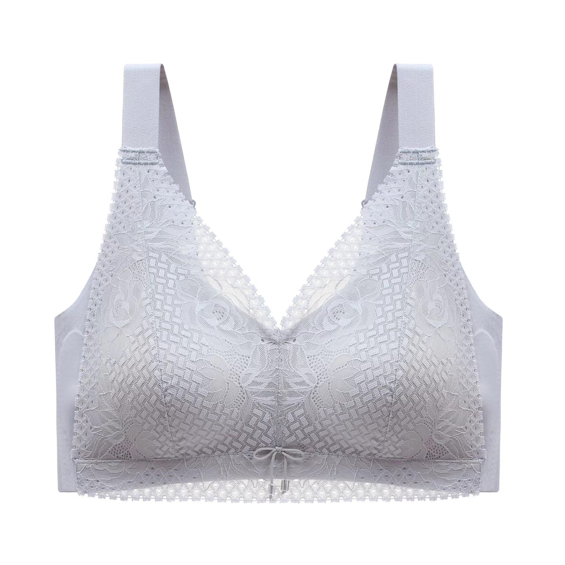 A26 Tailandia ropa interior de mantenimiento de látex de las mujeres profundo V encaje sin costuras sujetador inalámbrico sujetador de recolección de mama