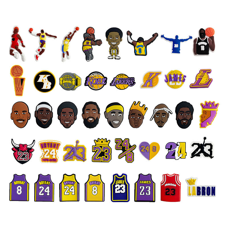 NBA cross-border Amazon e-commerce basketball hole shoes shoe flower shoe buckle removable PVC soft rubber shoe flower shoe accessories