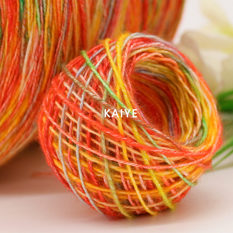 2.4 Pieces of Camouflage Velvet Gradient Section Dyed Rainbow Fancy Hand-Mixed Thread Hand-Made Wool Knitting Yarn Small Group Wholesale
