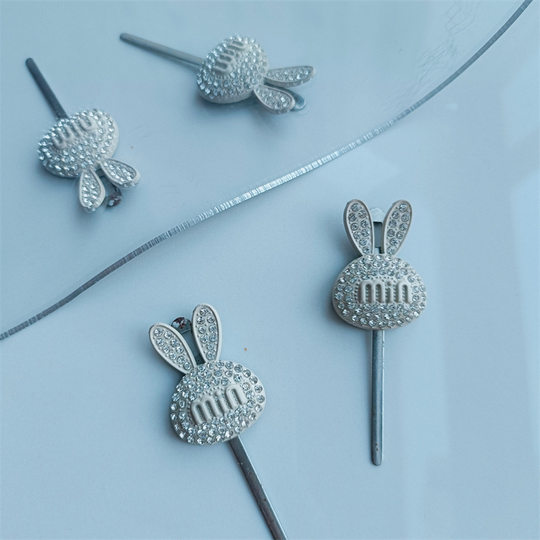 Rabbit rhinestone shoe buckle bow decoration children's shoes flower girl princess shoes bow jewelry accessories sweet male