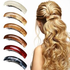 アマゾンの人気スプリングクリップ半のポニーテールの髪飾りのアイデア