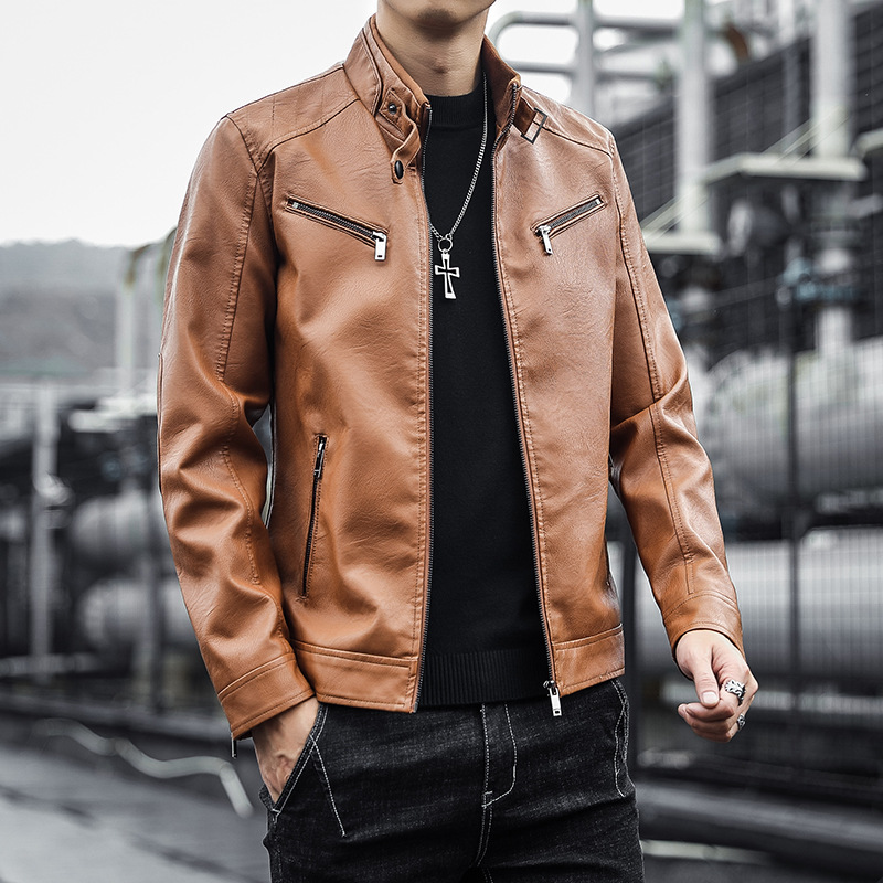 国境を越えたアマゾン男性pu皮衣コート男性潮青少年立襟パンク男性機関車皮衣ジャケット