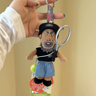 Cow Plush Toy Doll: Pluş açarlıqlar - black-suit-tennis-grandpa-cow-pendant