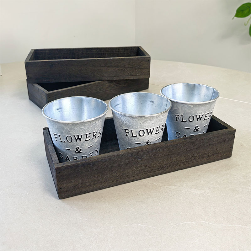 Bar de madera porta taza caja rectangular maceta de escritorio caja de almacenamiento maceta pequeña maceta conjunto de soporte de taza retro