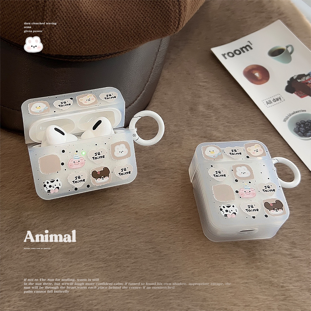 Lindo animal pequeño para Apple airpodspro 2 funda protectora 1/2 auricular Bluetooth caso 3 Generación silicona estilo coreano